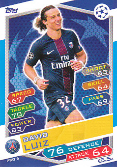David Luiz Paris Saint-Germain 2016/17 Topps Match Attax CL #PSG06